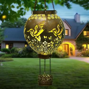 Imagem de Fttoyoly Lanternas Solares Hummingbird, Luzes Suspensas À Prova D'Água Para Áreas Externas, Presentes De Jardim Mulheres, Aquecimento Casa, Lanterna Led Metal Decorativa Varanda - Azul-Petróleo Anti