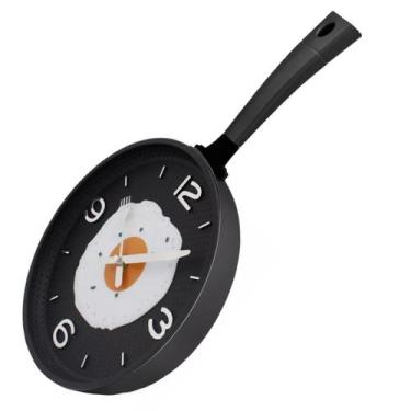 Imagem de Relógio de Parede em Formato de Frigideira com Ovo Frito - YN, Preto