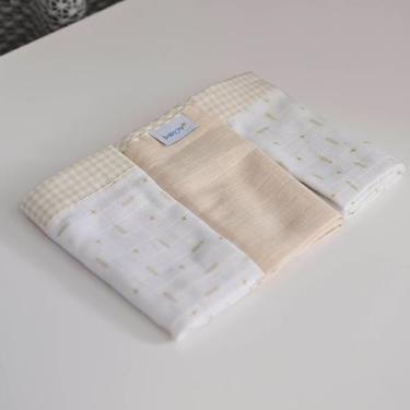 Imagem de Fralda para Bebê 03 Unidades 65 cm x 67 cm Baby Joy, Flechas Bege