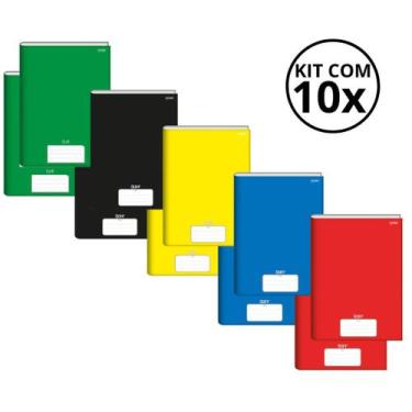 Imagem de Kit Com 10 Caderno Brochura 80 Fls Pautado Capa Dura - Stiff KITS:KIT 