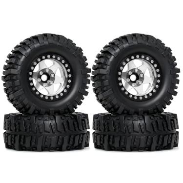 Imagem de 1.9'' Crawler Tires Mud Slingers Tyre OD 3.75'' For 1/12 RC Crawler MJX H12Y+ MN-128 MN82S LC79 1.9'' Beadlock Wheels (Silvery)
