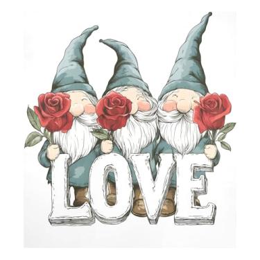 Imagem de Qilmy Capa de ímã de máquina de lavar louça de gnomo fofo dia dos namorados 58 x 66 cm capas decorativas de geladeira para porta frontal adesivo de folha magnética máquina de lavar louça painel