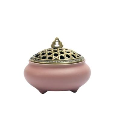 Imagem de Queimador de incenso de cerâmica clássico ideal para manchas, queima de incenso, propósito ritual, decoração de decoração (rosa)