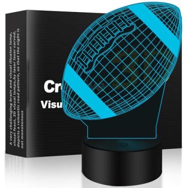 Imagem de XINYUANLAI Lâmpada de mesa com luz noturna de futebol ilusão 3D, 7 cores, mudança gradual automática, luzes LED alimentadas por USB com interruptor de toque para presentes infantis, decoração de casa