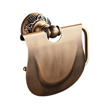 Imagem de Suporte de papel higiênico montado na parede, suporte de rolo de papel higiênico de alumínio, acabamento em latão escovado