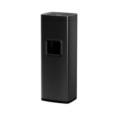 Imagem de Caixote do lixo de aço inoxidável em pé cinzeiro para cigarros exterior interior lixo com balde interno lata de lixo de cozinha (preto)