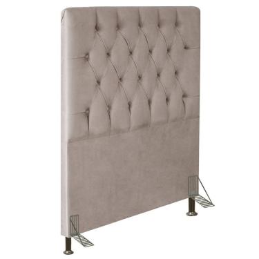 Imagem de Cabeceira Estofada Cama Box Solteiro Diamond 90cm com Frame Suede Bege - Desk Design