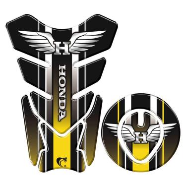Imagem de Protetor Tanque E Bocal Adesivo Moto Honda Asa Até 2017 Amarelo