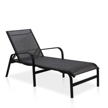 Imagem de Espreguiçadeira Área Externa Alumínio Preto Cinza Mesclado