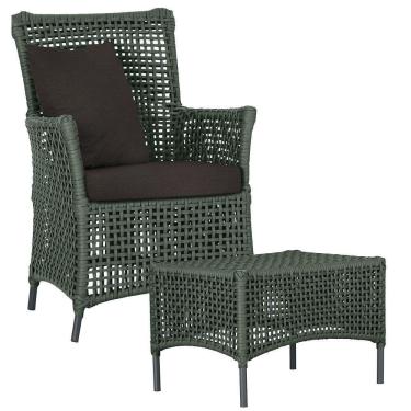 Imagem de Poltrona E Mesa Igapó Em Alumínio Preta Corda Náutica E9 Verde