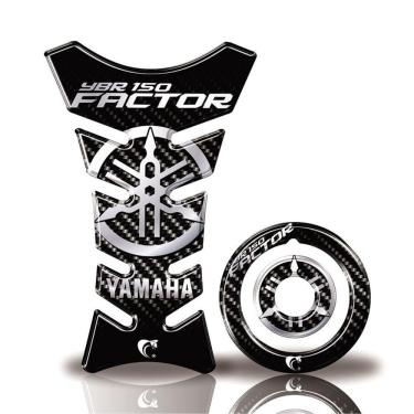 Imagem de Kit Protetor Tanque Adesivo Moto Yamaha Factor 150 Até Ano 2016 Carbono Preto