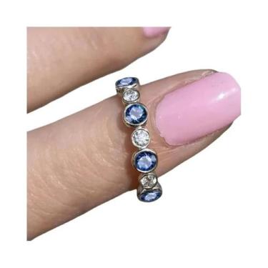 Imagem de Anel Feminino De Prata E Ouro Com Zircônia Cúbica Redonda, Joia De Lux