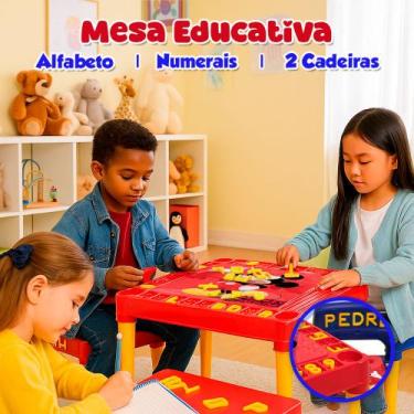 Imagem de Mesinha Infantil Com Cadeira Educativa Colorida Personagens - Toys 2u,