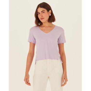 Imagem de Blusa Básica Feminina Decote V Em Malha Modal Anti Odor - Malwee, Roxo
