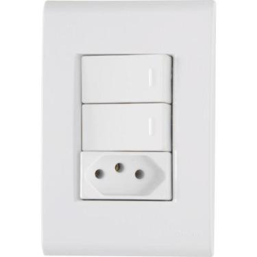Imagem de Interruptor Duplo Paralelo + Tomada 10A Liz modulado Tramontina