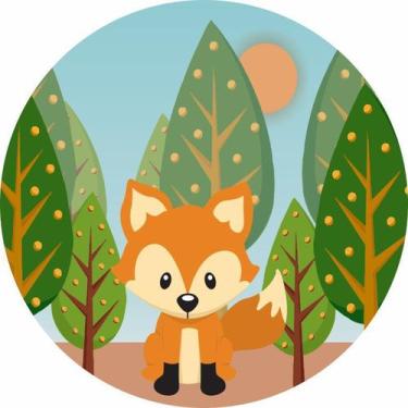 Imagem de Painel de Lona Redondo Raposa - Fabrika de Festa, 190x190cm