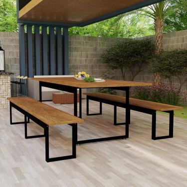 Imagem de Conjunto Mesa Banco Para Vestiário Refeitório ou Area Goumet