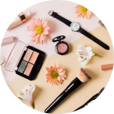 Imagem de Painel de Tecido Sublimado Redondo Coleção de Maquiagem Make Up Na Mes