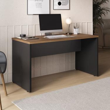 Imagem de Mesa para Escritório e Home Office Escrivaninha Moderna e Simples Lineare Nogal / Preto