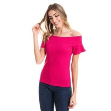 Imagem de Blusa em Ribana Canelada Decote Ombro a Ombro Mangas Godê-Feminino