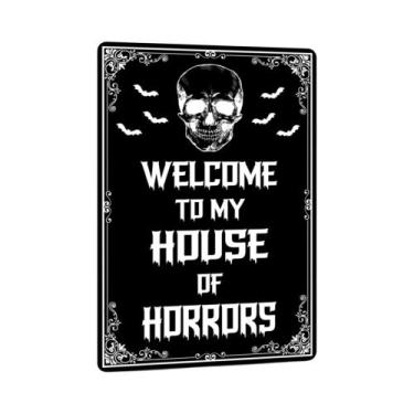 Imagem de Placa Vintage De Metal Para Cafeteria Com Tema De Café Da Bruxa Assust