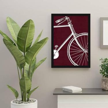 Imagem de Quadro Decorativo Desenho Bicicleta Fundo Vinho - Quadros On-Line