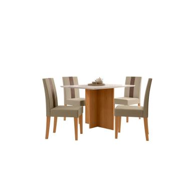 Imagem de Mesa Jantar Helo 120X90 Cm Freijo/Off White -Tampo Vidro