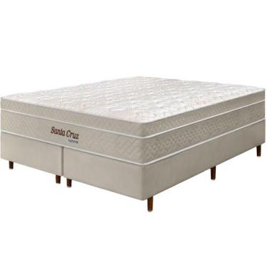 Imagem de Cama Box + Colchão King Size Santa Cruz Bege Molas Ensacadas Euro Pill