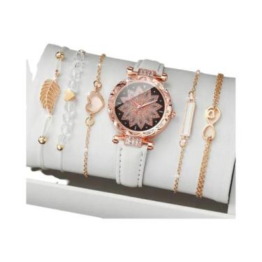 Imagem de 6 Pçs/set Relógio Feminino Moda Strass Flor Dial Relógios de Quartzo P