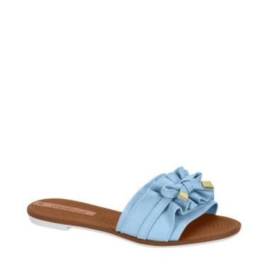 Imagem de Chinelo Rasteira Feminina Slide Laço Moleca 5297.446 - Azul Sky - 37, 
