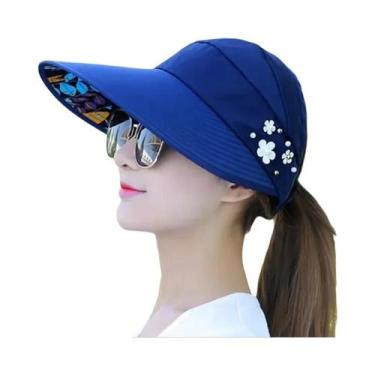 Imagem de Chapéu De Praia Feminino Com Aba Larga Para Proteção Solar, Dobrável, 