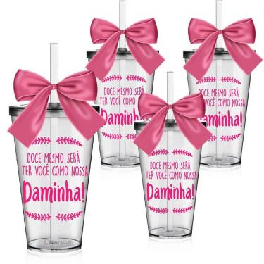 Imagem de 4 Copos Convite Personalizado Daminha Acrílico