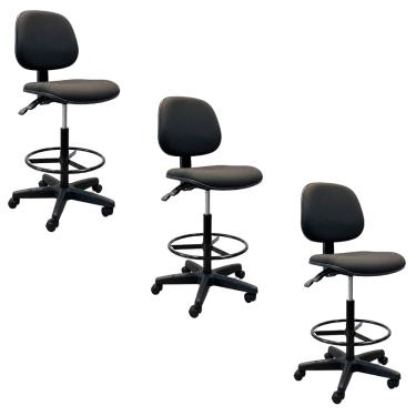 Imagem de Kit 3 Cadeiras Caixa Alta Oficial Operativa Ergonômica NR17