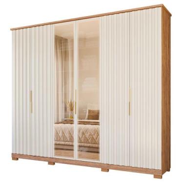 Imagem de Guarda Roupa Elegance 6 Portas com Vidro Reflecta MDF - Panan, Cinamom