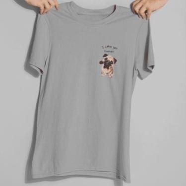 Imagem de Camiseta Feminina Básica Algodão Lisa Branca Cinza Verão Pug-Feminino