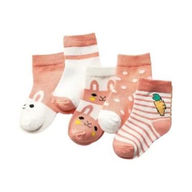 Imagem de Meias de Algodão para Bebê - 5 Pares com Desenhos de Animais, 4-6 anos