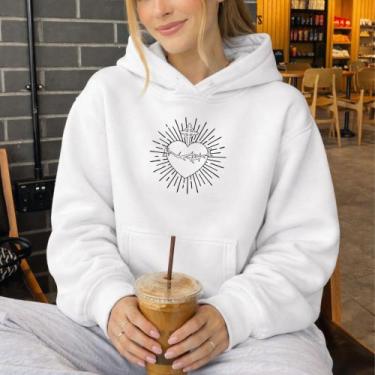 Imagem de Moletom Canguru Estampado Sagrado Coração De Jesus 1316 Inverno Blusa 