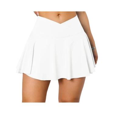 Imagem de Saia Plissada Feminina Para Tênis Com Bolsos, Shorts Esportivos Elásti