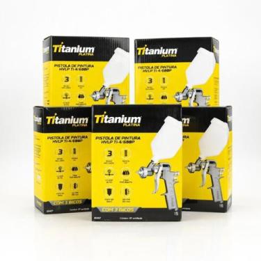 Imagem de Kit 5 Pistolas Pintura HVLP Gravidade 3 Bicos Titanium - Titanium Plat
