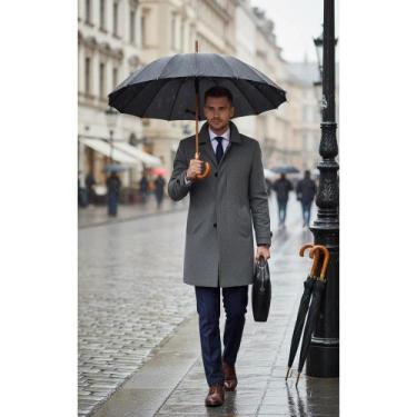 Imagem de 2x Guarda-Chuva Grande Automático Preto Reforçado 2 Peças - Congratula