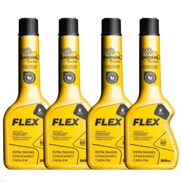 Imagem de Kit 4 Aditivo Combustível Bardahl Flex Gasolina Etanol 200ml Limpeza B