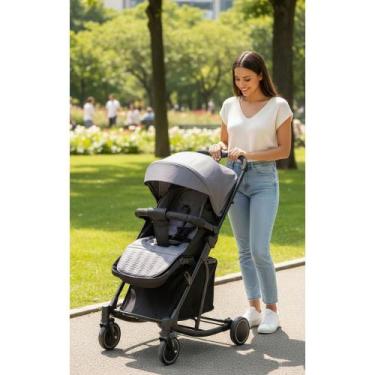 Imagem de 2x Carrinho Bebê Passeio Vira Balanço Conforto Seguro Preto - Congratu