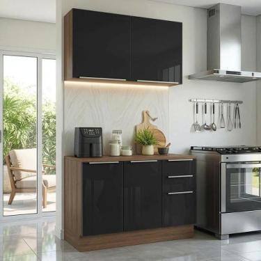 Imagem de Armário de Cozinha Compacta 120 x 60 cm Rustic/Preto Lux Madesa 02, Ru