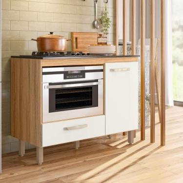 Imagem de Balcão Para Cooktop Fit 1 Porta 1 Gaveta Freijó/Off White Cristal - Ni