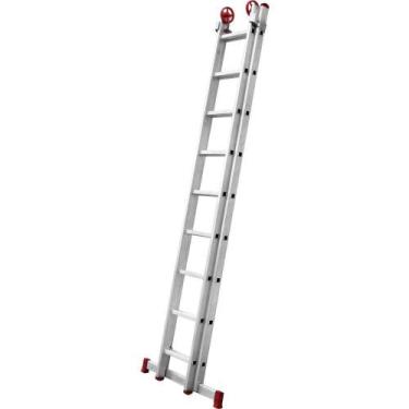 Imagem de Escada Extensiva de Alumínio, 2 x 9 Degraus, 3 em 1, Esc0618, Botafogo