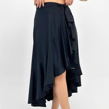 Imagem de Saída de Praia Lua Morena Saia Envelope Feminina, M, Preto