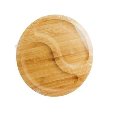 Imagem de Petisqueira de Bambu 20cm 2 Divisórias Redonda PETISCO FRIOS - HM, pet