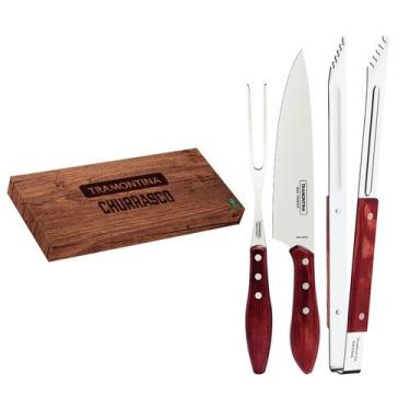 Imagem de Kit Churrasco 3 Peças Tramontina 29899264 Vermelho, UNICA