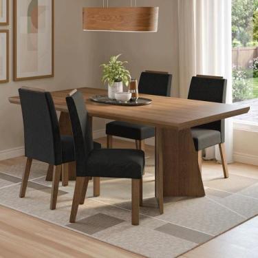 Imagem de Conjunto Sala de Jantar Tampo de Madeira 4 Cadeiras Rustic/Oxford Arle