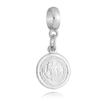 Imagem de Berloque Religioso Medalha de São Bento Banhado a Prata 925 para Pulse